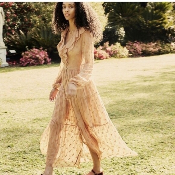 Doen Faye Maxi Dress Adobe Floral Embroidered Size XS - Picture 3 of 16